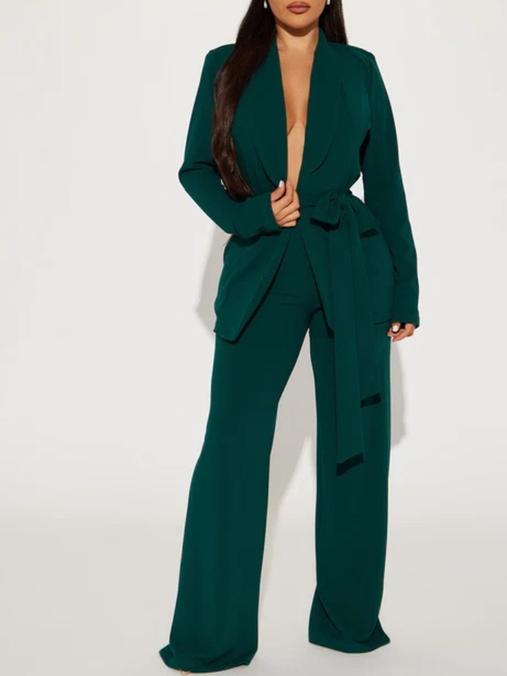 CEO Vibes Blazer Set - Hunter